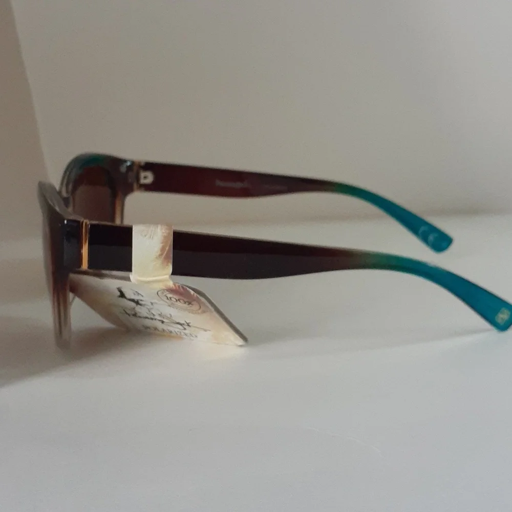 Panama Jack Women Sunglasses Polarized Brown Blue Clear Gold Frame